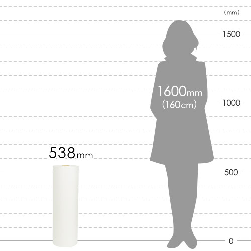 ボーガスペーパー ロール（538mm×350m・41.8g/m2・ミシン目入・薄口）