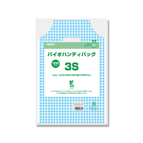 HEIKO 手抜き (小判抜き)ポリ袋 バイオハンディバッグ 3S ギンガム2 B 100枚
