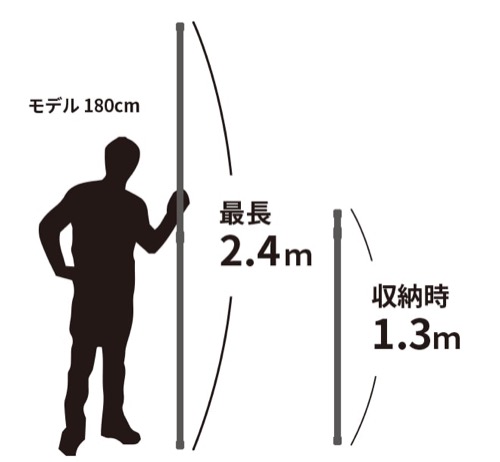 スタンダードポール（240cm・白・二段階伸縮）