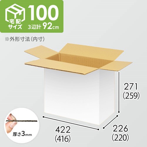 【宅配100サイズ】小箱ぴったり梱包用ダンボール箱［FBOX-02・6箱］（416×220×259mm）3mm B/F 白C5×C5