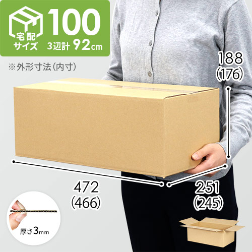 【宅配100サイズ】小箱ぴったり梱包用ダンボール箱［FBOX-03・4箱］（466×245×176mm）3mm B/F C5×C5