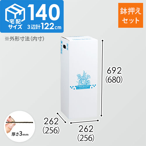 フラワー発送 BOX（鉢押えセット・256×256×680mm）【宅配140サイズ】