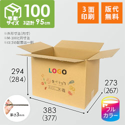 【食べチョク ロゴ印刷】【フルカラー・3面】宅配100サイズ ダンボール箱