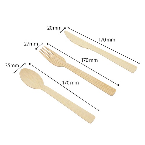 神堂 カトラリー 竹のワンウェイ 3点セット ピロー包装 50セット