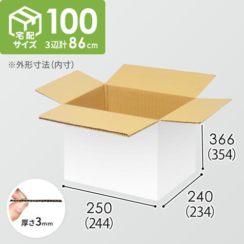 【宅配100サイズ】1100×800カゴ台車ぴったりサイズダンボール箱［ 1段12箱×5段］（244×234×354mm）3mm B/F 白C5×C5