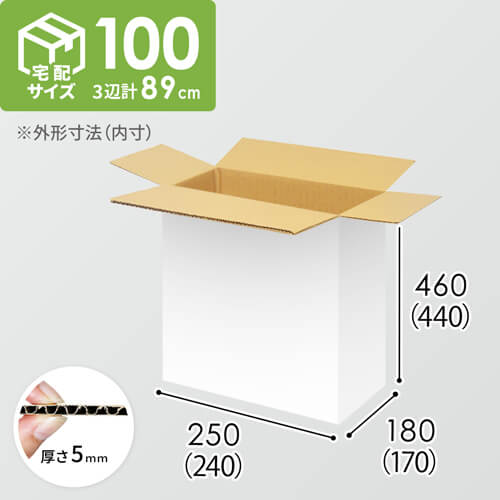 【宅配100サイズ】1100×800カゴ台車ぴったりサイズダンボール箱［ 1段16箱×4段］（240×170×440mm）5mm A/F 白C5×C5