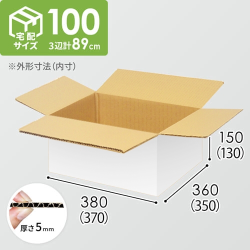 【宅配100サイズ】小箱ぴったり梱包用ダンボール箱［SBOX-05・6箱］（370×350×130mm）5mm A/F 白C5×C5