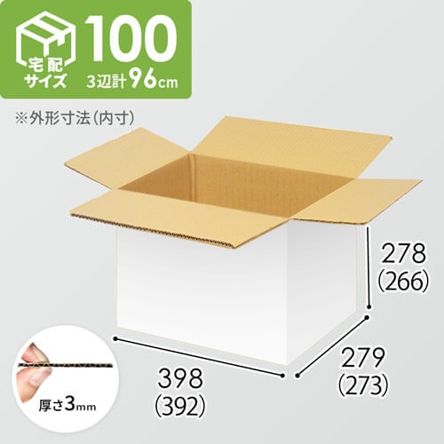 【宅配100サイズ】小箱ぴったり梱包用ダンボール箱［WBOX-02・8箱］（392×273×266mm）3mm B/F 白C5×C5