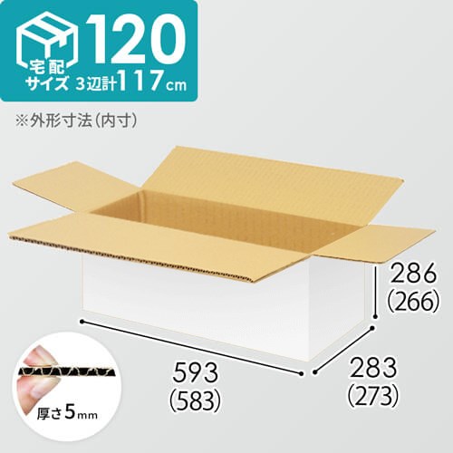 【宅配120サイズ】小箱ぴったり梱包用ダンボール箱［WBOX-02・12箱］（583×273×266mm）5mm A/F 白C5×C5